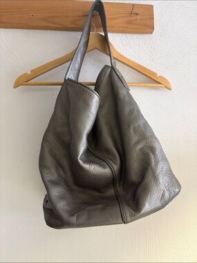 BCBGMaxAzria Dark Gray Pebbled Leather Hobo Shoulder Bag